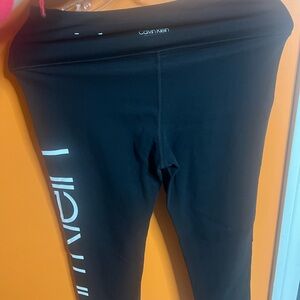 Calvin Klein Kids Black Leggings with White Lettering